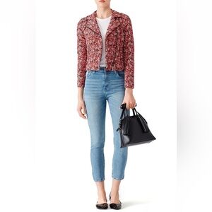 Joie Frona Silk Floral Moto Jacket Size Small
